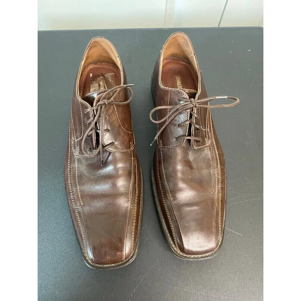 Johnston & Murphy square toe lace up leather oxford shoes